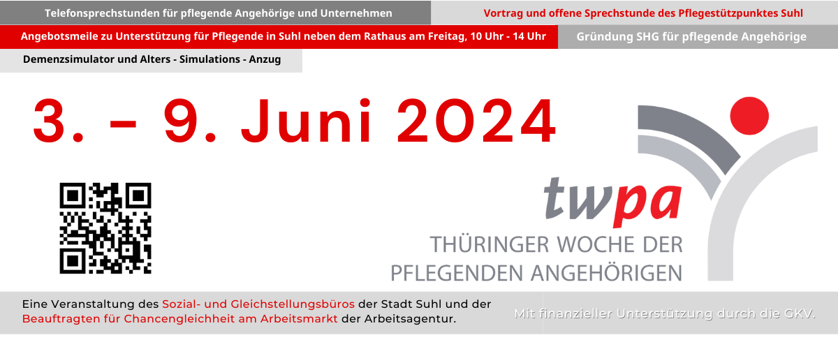Werbebanner zur Thüringer Woche der pflegenden Angehörigen 2024